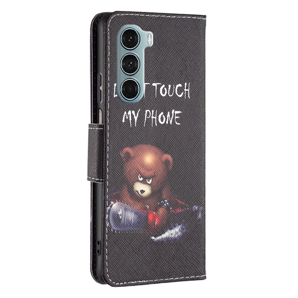 Motorola Moto G200 5G Leather Wallet Case - "Don't Touch My Phone" Bear