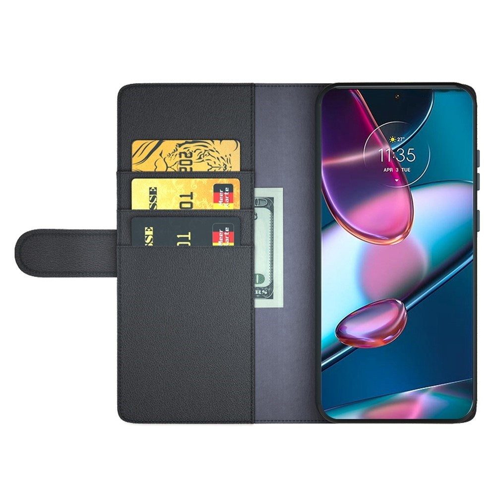 EIDERWOOD Motorola Edge 30 Pro Faux Leather Case with Wallet - Black