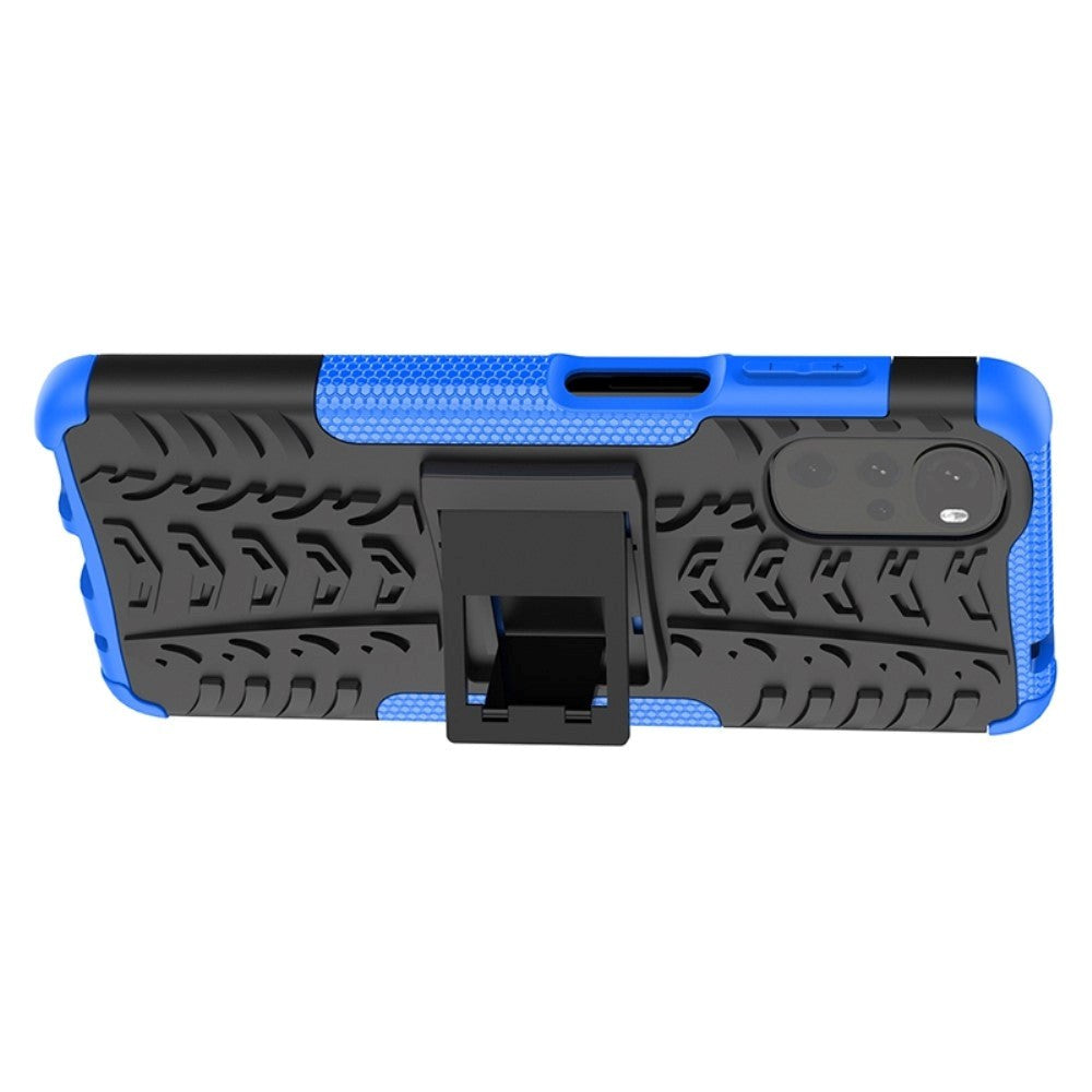 Motorola Moto G22 Cool Tyre Tough Case w. Stand - Black / Blue