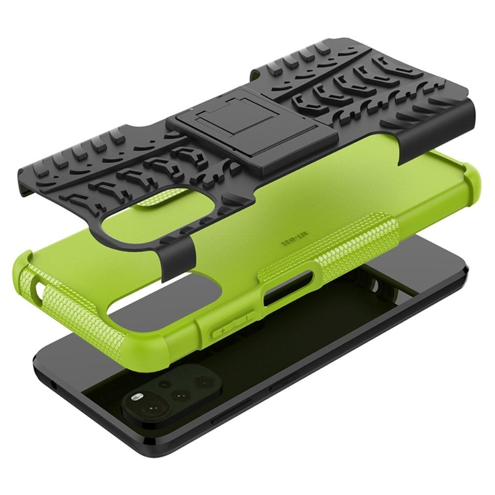 Motorola Moto G22 Cool Tyre Tough Case w. Stand - Black / Green