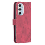 Motorola Edge 30 Pro Leather Flip Case w. Geometric Lines - Red