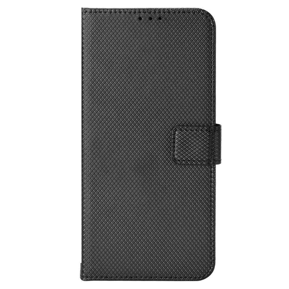 Motorola Moto E32 / E32s Leather Flip Case with Diamond Texture - Black