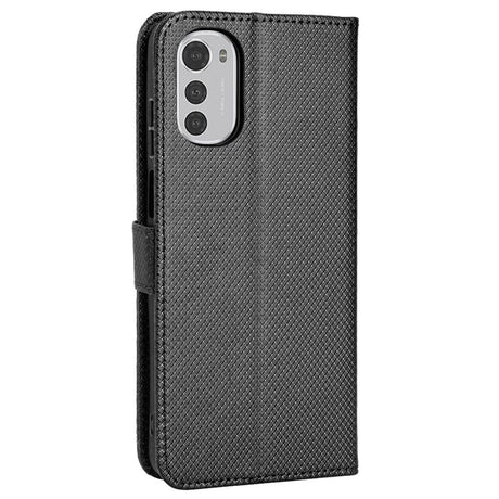 Motorola Moto E32 / E32s Leather Flip Case with Diamond Texture - Black