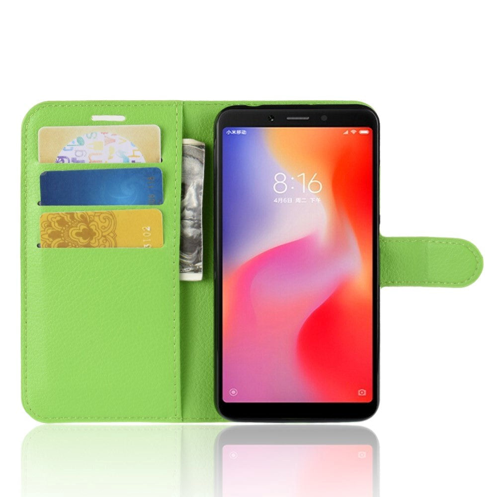 Xiaomi Redmi 6 Litchi Texture Leather Stand Wallet Case Green