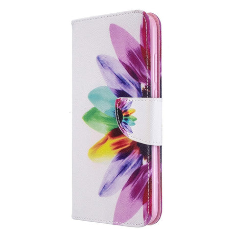 Xiaomi Redmi Note 8T Leather Wallet Case - Coloured flower