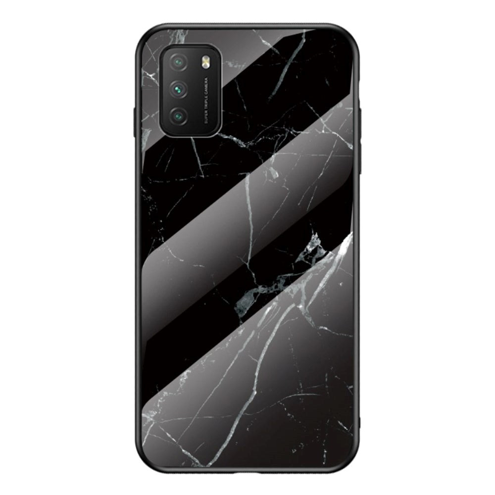 Xiaomi Poco M3 Case w. Glass back - Black Marble