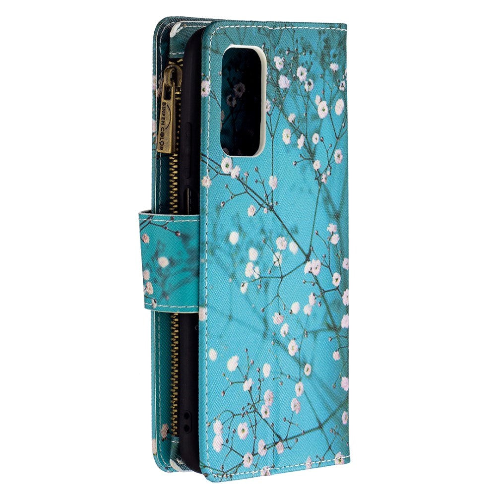 Xiaomi Poco M3 Leather Case w. Large Wallet - Wood with flowers