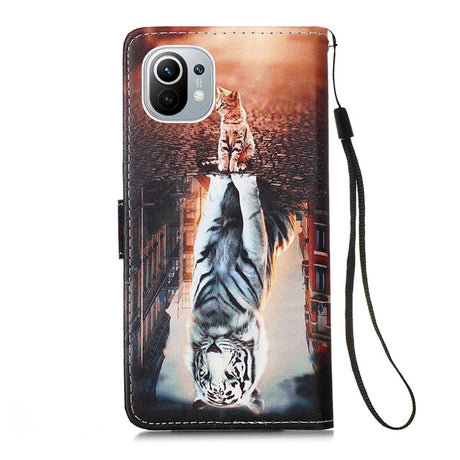 Xiaomi Mi 11 Leather Wallet Case - Cat & Tiger