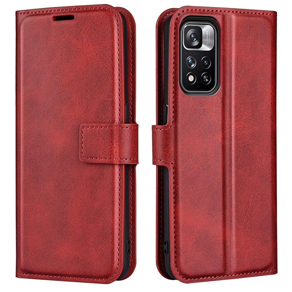 Xiaomi Redmi Note 11 Pro+ (Plus) Leather Case w. Card Holder & Magnetic Closure - Red