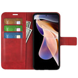 Xiaomi Redmi Note 11 Pro+ (Plus) Leather Case w. Card Holder & Magnetic Closure - Red