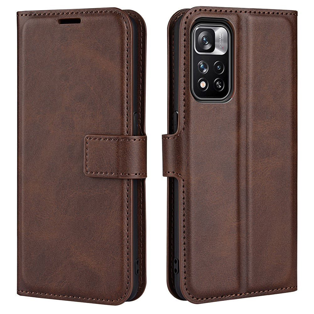 Xiaomi Redmi Note 11 Pro+ (Plus) Leather Case w. Card Holder & Magnetic Closure - Dark Brown