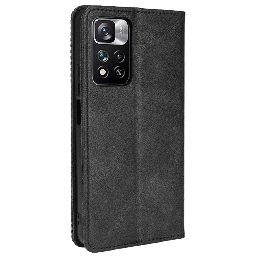 Xiaomi Redmi Note 11 Pro + (Plus) Vintage Look Leather Wallet Case - Black