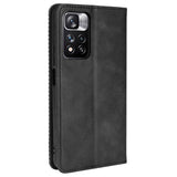 Xiaomi Redmi Note 11 Pro + (Plus) Vintage Look Leather Wallet Case - Black