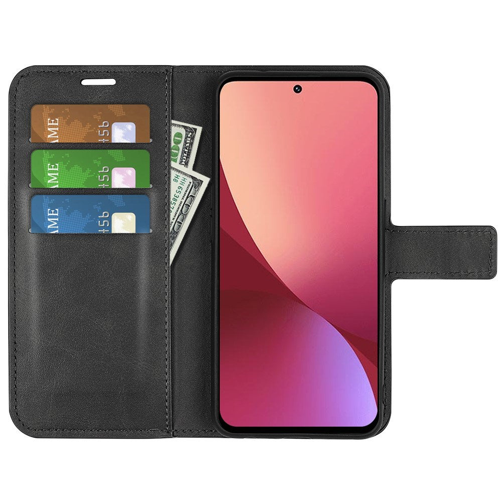 EIDERWOOD Xiaomi 12 / 12X Faux Leather Flip Case with Wallet & Stand Function - Black