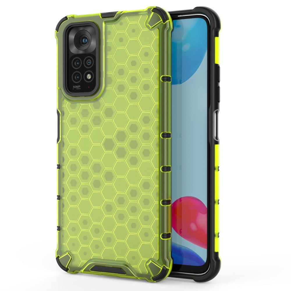 Xiaomi Redmi Note 11 / 11S Honeycomb Pattern Hybrid Case - Transparent / Green