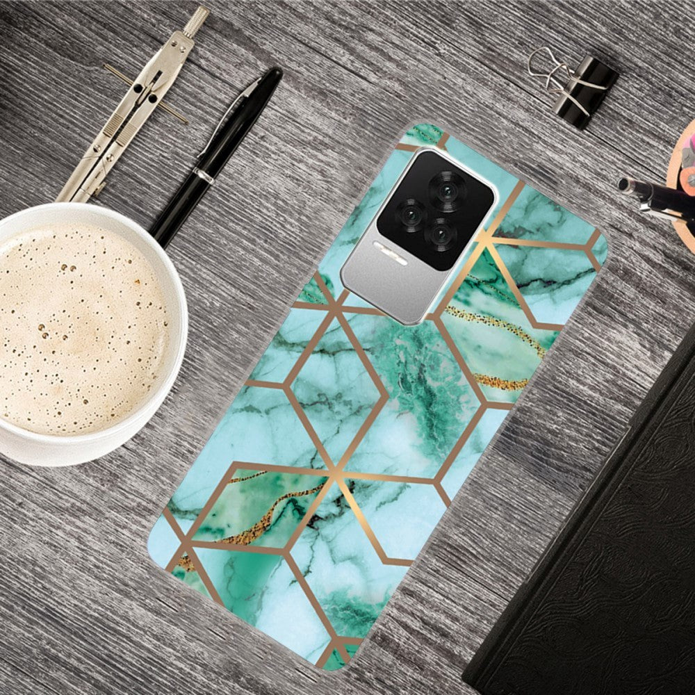 Xiaomi Poco F4 Flexible Plastic Case - Green Marble