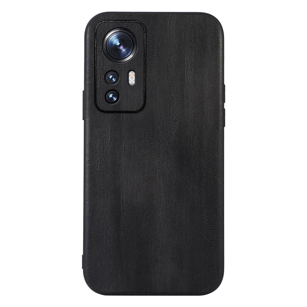 Xiaomi 12 Pro Leather Coated Case - Litchi Texture - Black