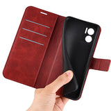 Xiaomi Redmi Note 10 5G Leather Case w. Card Holder & Magnetic Closure - Red