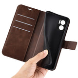 Xiaomi Redmi Note 10 5G Leather Case w. Card Holder & Magnetic Closure - Dark Brown