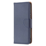 Xiaomi Redmi 10C Litchi Leather Flip Case with Wallet & Stand Function - Dark Blue