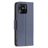 Xiaomi Redmi 10C Litchi Leather Flip Case with Wallet & Stand Function - Dark Blue