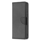 Xiaomi Redmi 10C Litchi Leather Flip Case with Wallet & Stand Function - Black