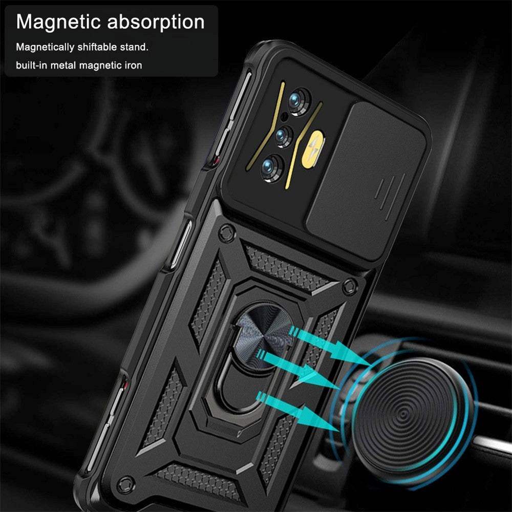 Xiaomi Poco F4 GT Tough Case w. Magnetic Kickstand & Cam Slider - Gold