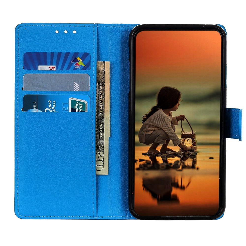 Alcatel 1S (2020) Litchi Leather Wallet Case - Blue