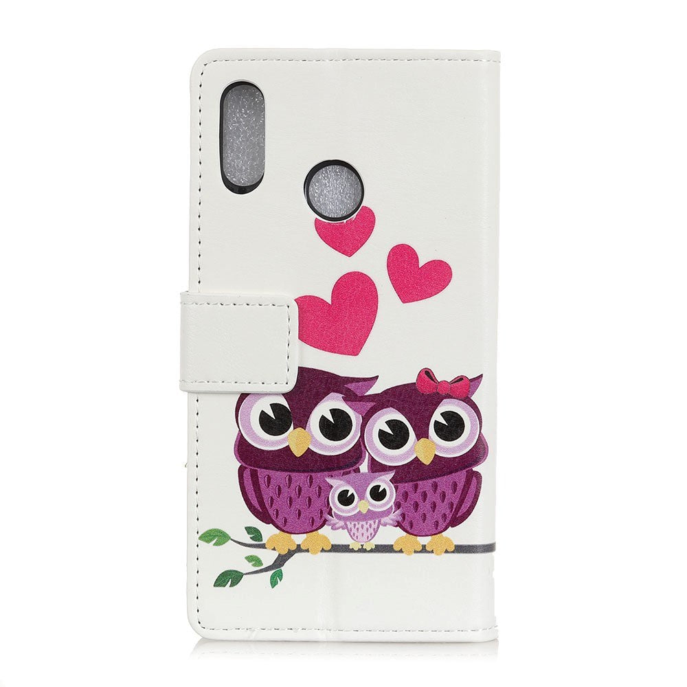 Alcatel 1S (2020) Leather Wallet Case Owl Family