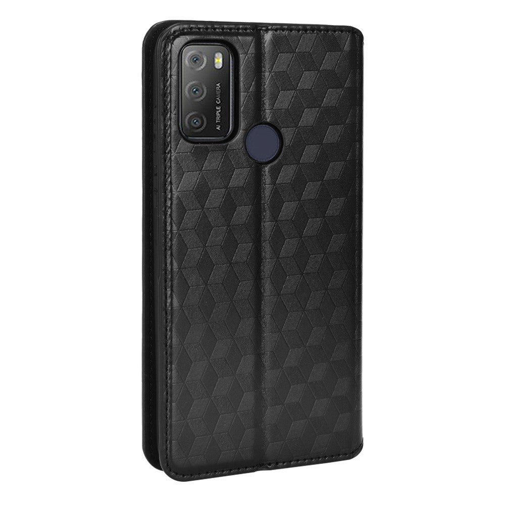 Alcatel 1S (2021) / 3L (2021) Leather Wallet Case - Rhombus - Black