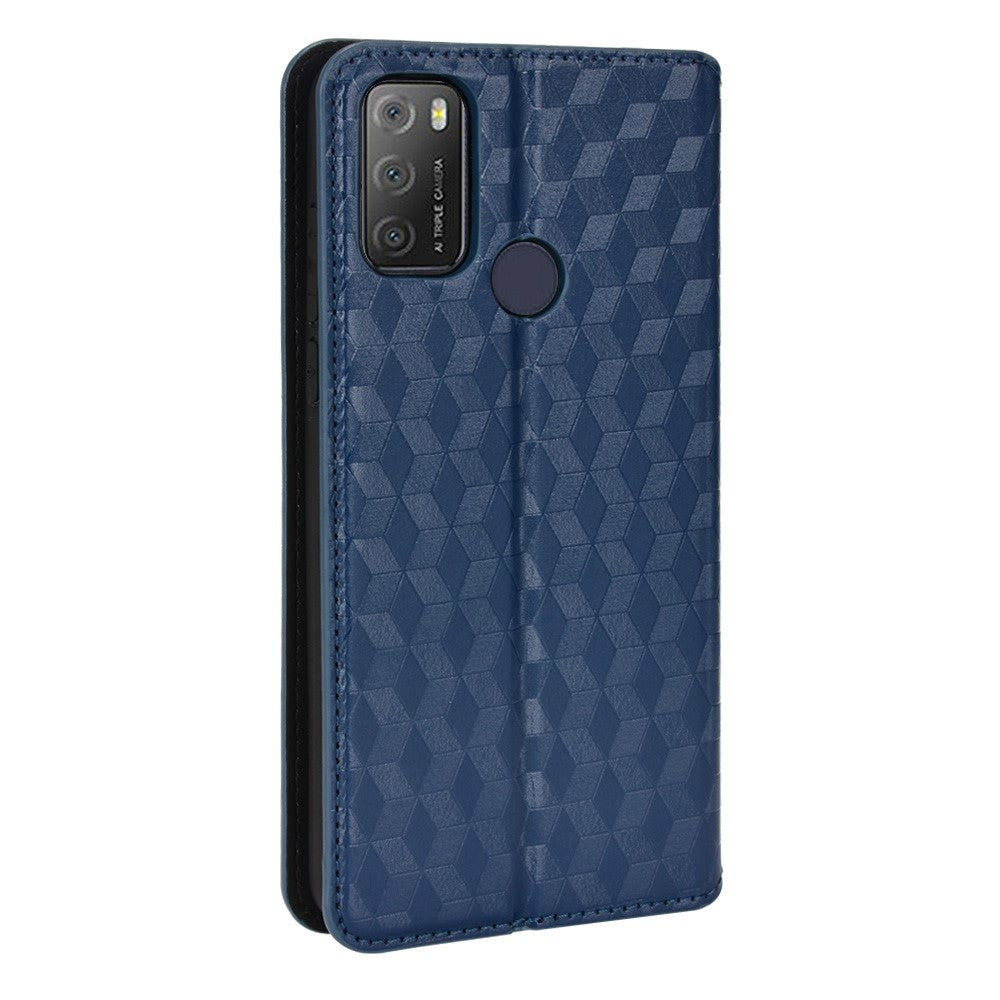 Alcatel 1S (2021) / 3L (2021) Leather Wallet Case - Rhombus - Blue