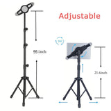 Portable Tablet Tripod Stand w. Adjustable Tablet Holder - Black