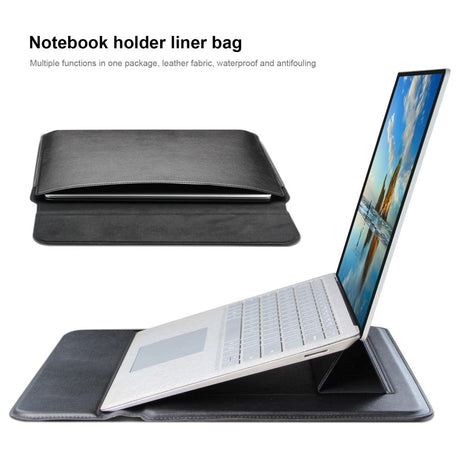 Tri-fold Leather Laptop Sleeve 15-16" (37 x 27 cm) - Brown