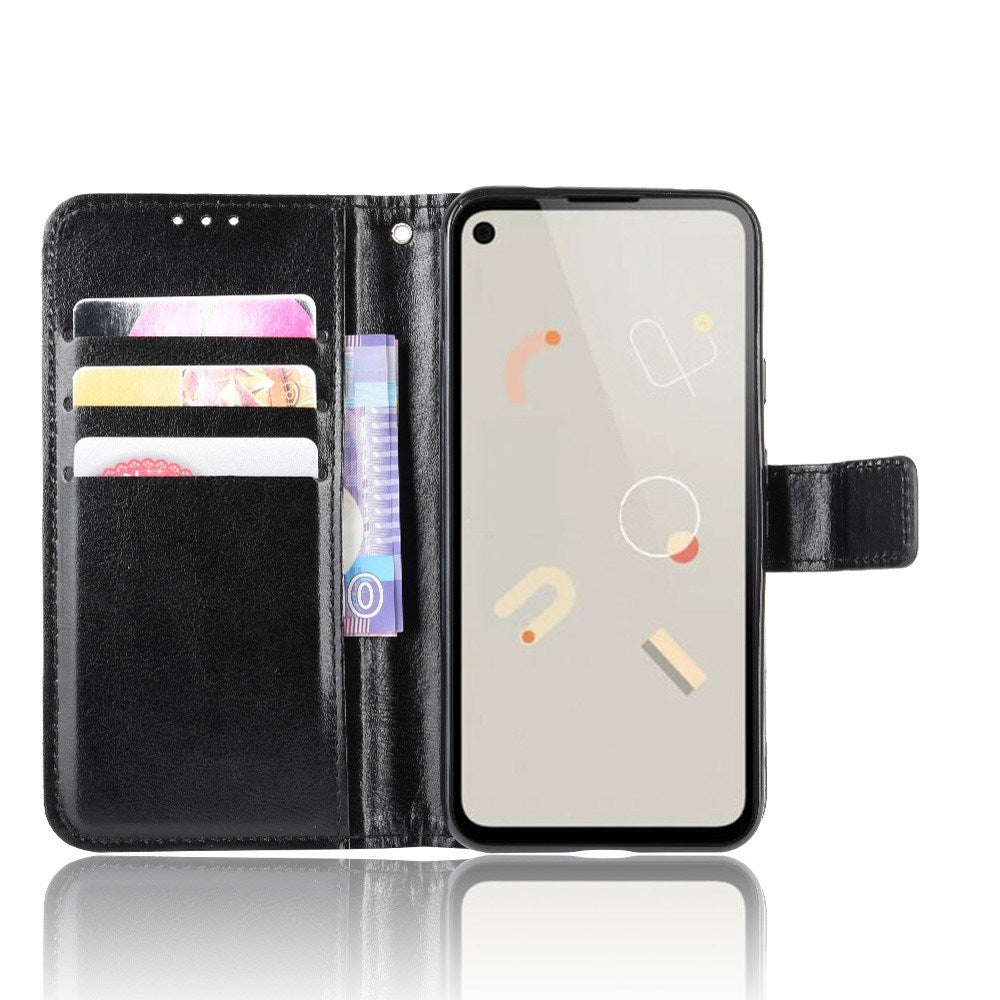 EIDERWOOD Google Pixel 4a Leather Case with Wallet and Strap - Black