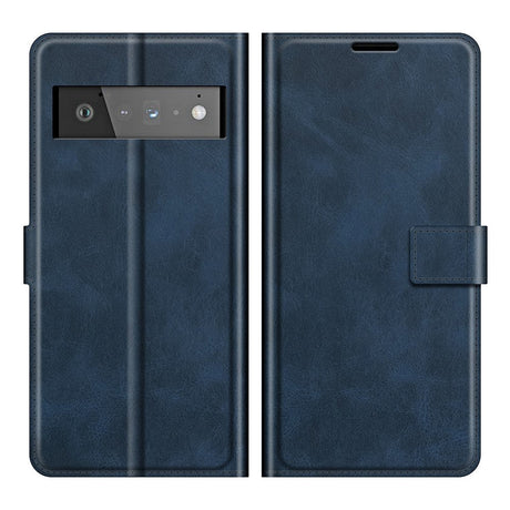 Google Pixel 6 Pro Leather Case w. Card Holder & Magnetic Closure - Blue