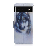 Google Pixel 6 Leather Wallet Case w. Print - Wolf