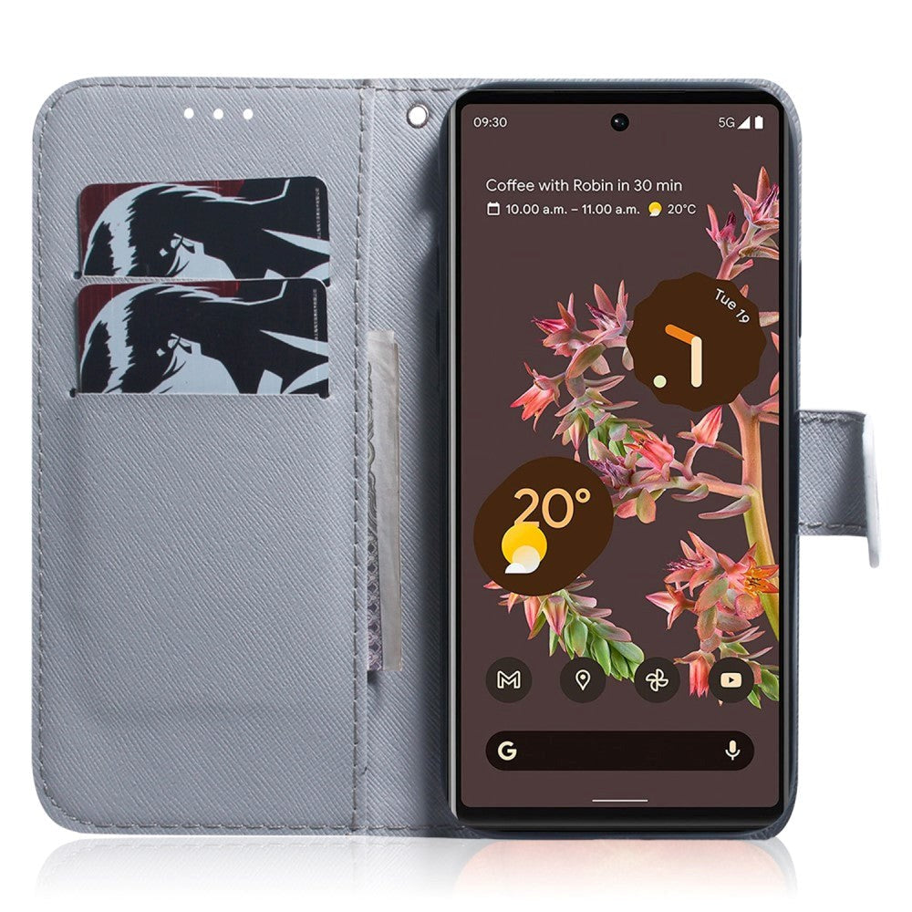 Google Pixel 6 Leather Wallet Case w. Print - Wolf