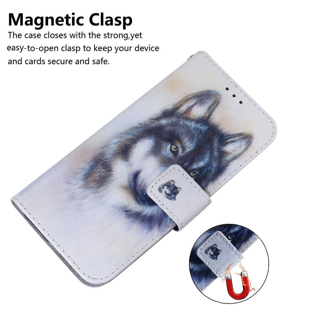 Google Pixel 6 Leather Wallet Case w. Print - Wolf