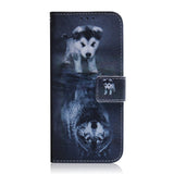 Google Pixel 6 Leather Wallet Case w. Print - Dog and Wolf