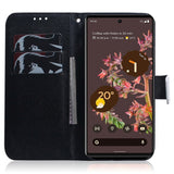 Google Pixel 6 Leather Wallet Case w. Print - Dog and Wolf