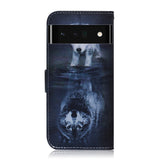 Google Pixel 6 Pro Leather Wallet Case w. Print - Dog and Wolf