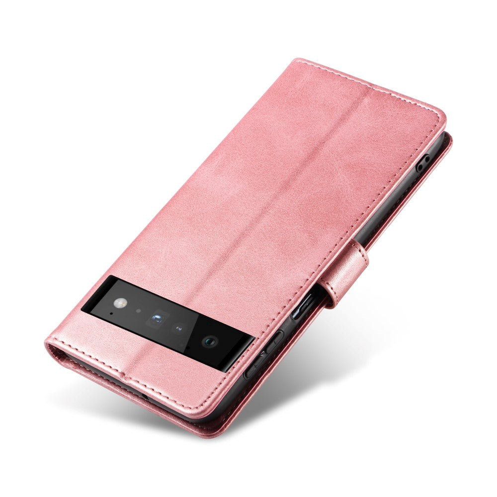 Google Pixel 6 Pro PU Leather Case w. Wallet - Rose Gold