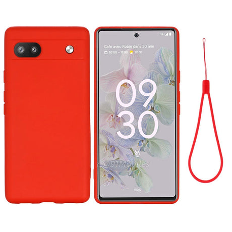 Google Pixel 6a Silicone Case w. Strap - Red