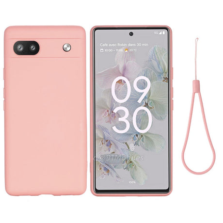 Google Pixel 6a Silicone Case w. Strap - Pink