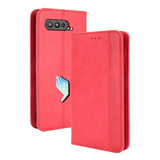 Asus ROG Phone 5 Leather Wallet Case and Magnetic Lock - Red