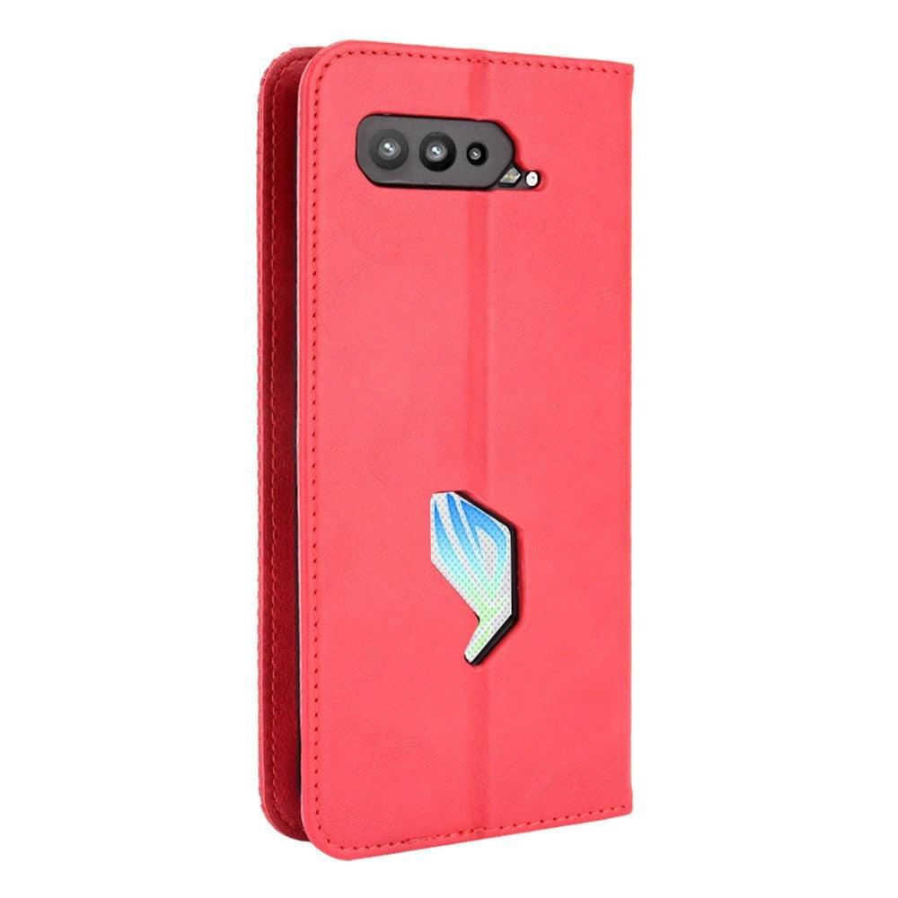 Asus ROG Phone 5 Leather Wallet Case and Magnetic Lock - Red