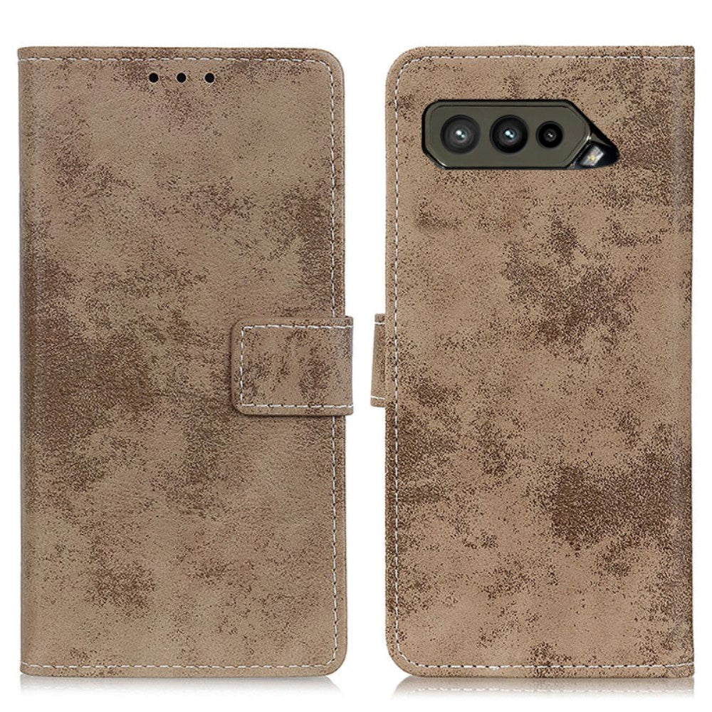 Asus ROG Phone 5 Vintage Leather Wallet Case - Brown