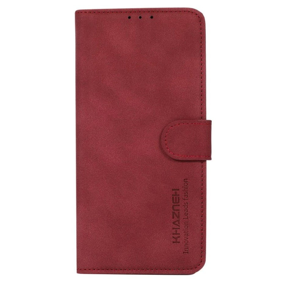 Asus ROG Phone 5 Khazneh Leather Wallet Case - Fabric Texture - Red