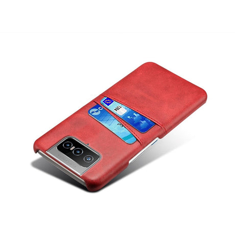 Asus Zenfone 8 Flip Imitation Leather Case w. Card Holder - Red