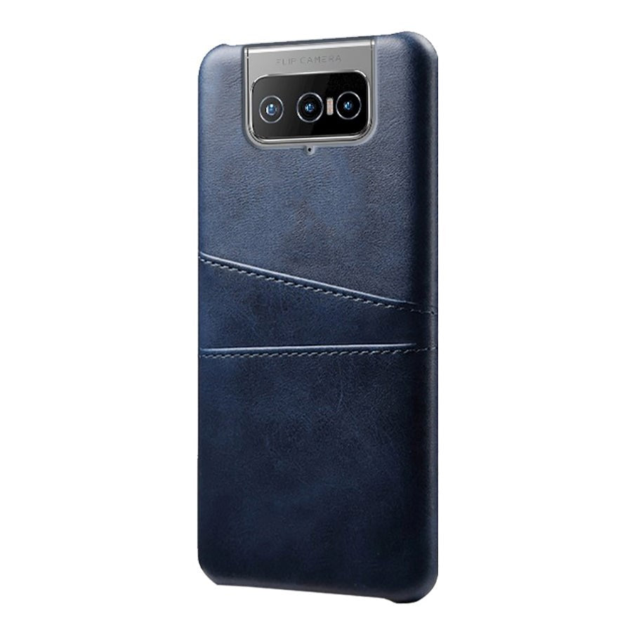 Asus Zenfone 8 Flip Imitation Leather Case w. Card holder - Blue